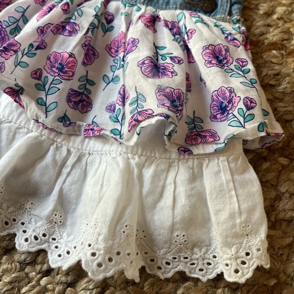 🌸 oshkosh b’gosh denim overall tiered floral dress - Picture 3 of 8